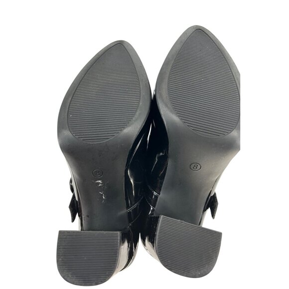 Black Patent Mary Jane Chunky Block Heels Womens 8 Platform Buckle Strap Whimsy - Picture 11 of 11